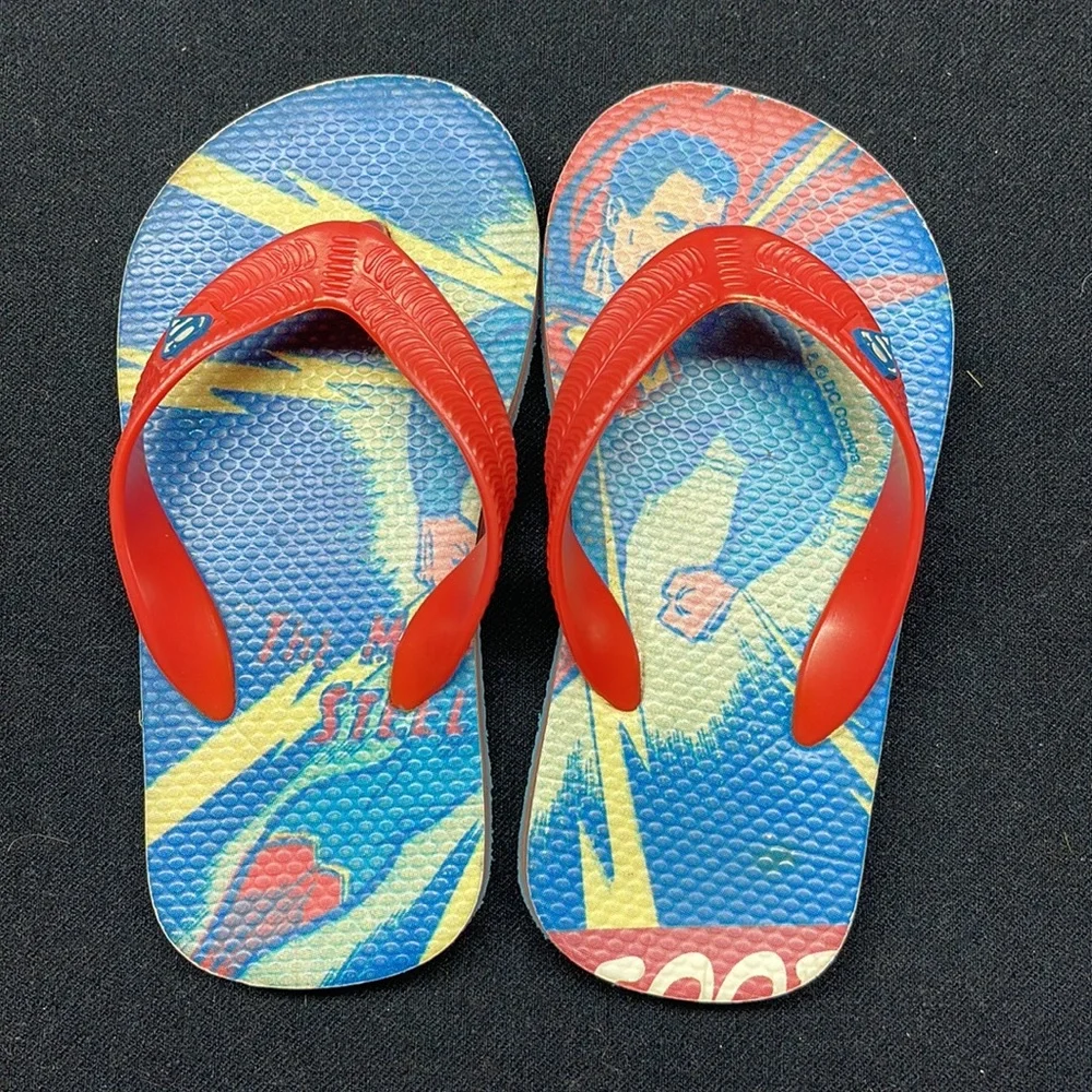Bundle 2 pairs of boy Super Hero flip flops. Size 10 - 11.